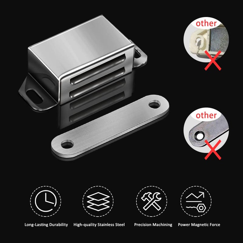 Onarway Magnetic Door Catch 15 lbs Pull Strong Magnet Cabinet Latches Magnetic Hardware Stainless Steel Chrome Door Closer for Bathroom Kitchen Sliding Door Window Cupboard (8 Pack-Strength 6KG) - Image 2